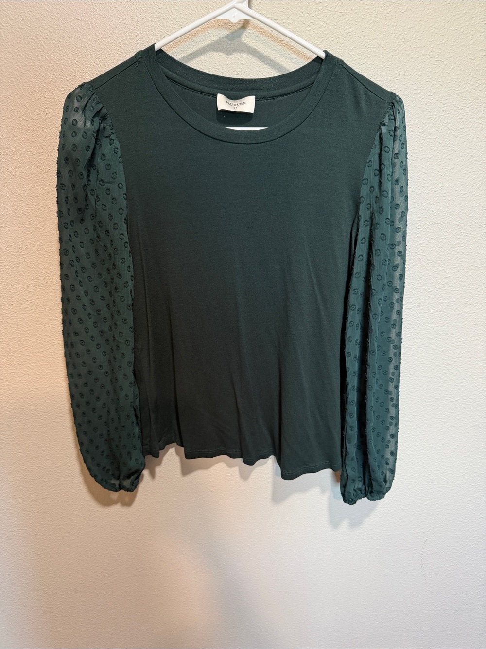 Moss Green Puff-Sleeve Women's Top